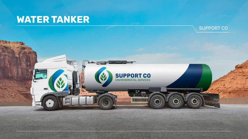 Professional Water Tanker Decal Design for SUPPORT CO